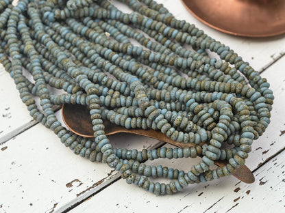 Indonesian Java Glass Beads - Aged Donut Shape - Approx 4x7mm - 20" Strand - (B628)