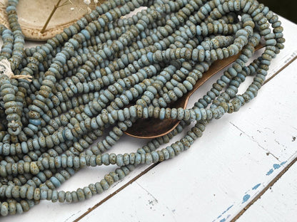 Indonesian Java Glass Beads - Aged Donut Shape - Approx 4x7mm - 20" Strand - (B628)