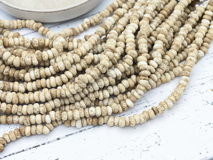 Indonesian Java Glass Beads - Aged Donut Shape - Approx 4x7mm - 20" Strand - (5334)