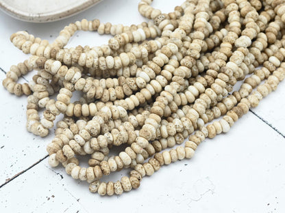 Indonesian Java Glass Beads - Aged Donut Shape - Approx 4x7mm - 20" Strand - (5334)