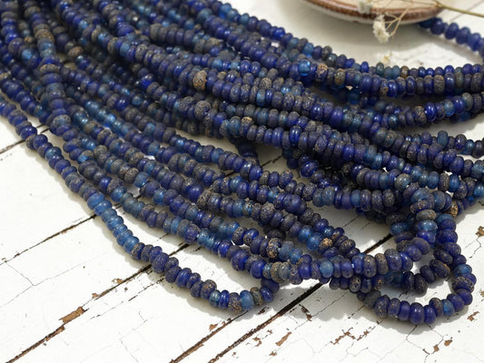 Indonesian Java Glass Beads - Aged Donut Shape - Approx 4x7mm - 20" Strand - (3880)