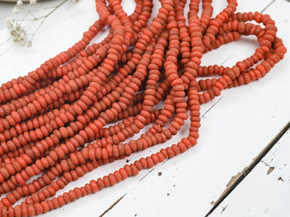 Indonesian Java Glass Beads - Aged Donut Shape - Approx 4x7mm - 20" Strand - (2477)