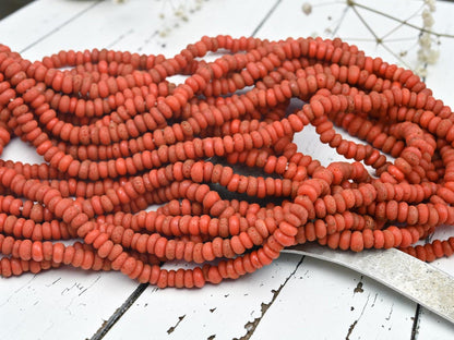 Indonesian Java Glass Beads - Aged Donut Shape - Approx 4x7mm - 20" Strand - (2477)