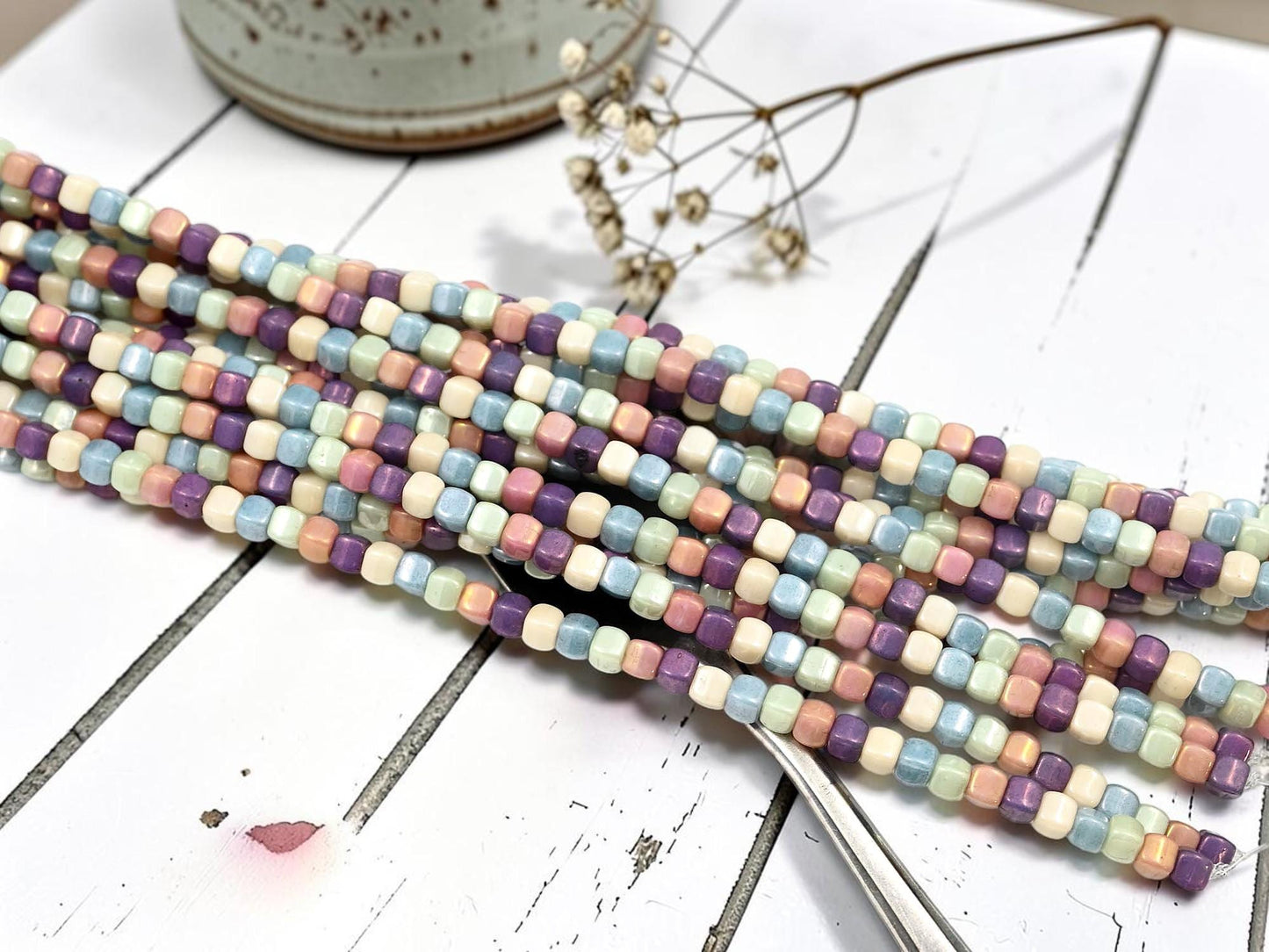 Czech Glass Beads Translucent Luster Cube Beads - 4x3mm - 50pcs - (A137)