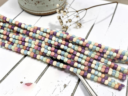 Czech Glass Beads Translucent Luster Cube Beads - 4x3mm - 50pcs - (A137)