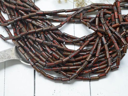 Bugle Beads - Picasso Beads - Czech Glass Beads - Seed Beads - 9x4mm - 20" Strand - (A658)