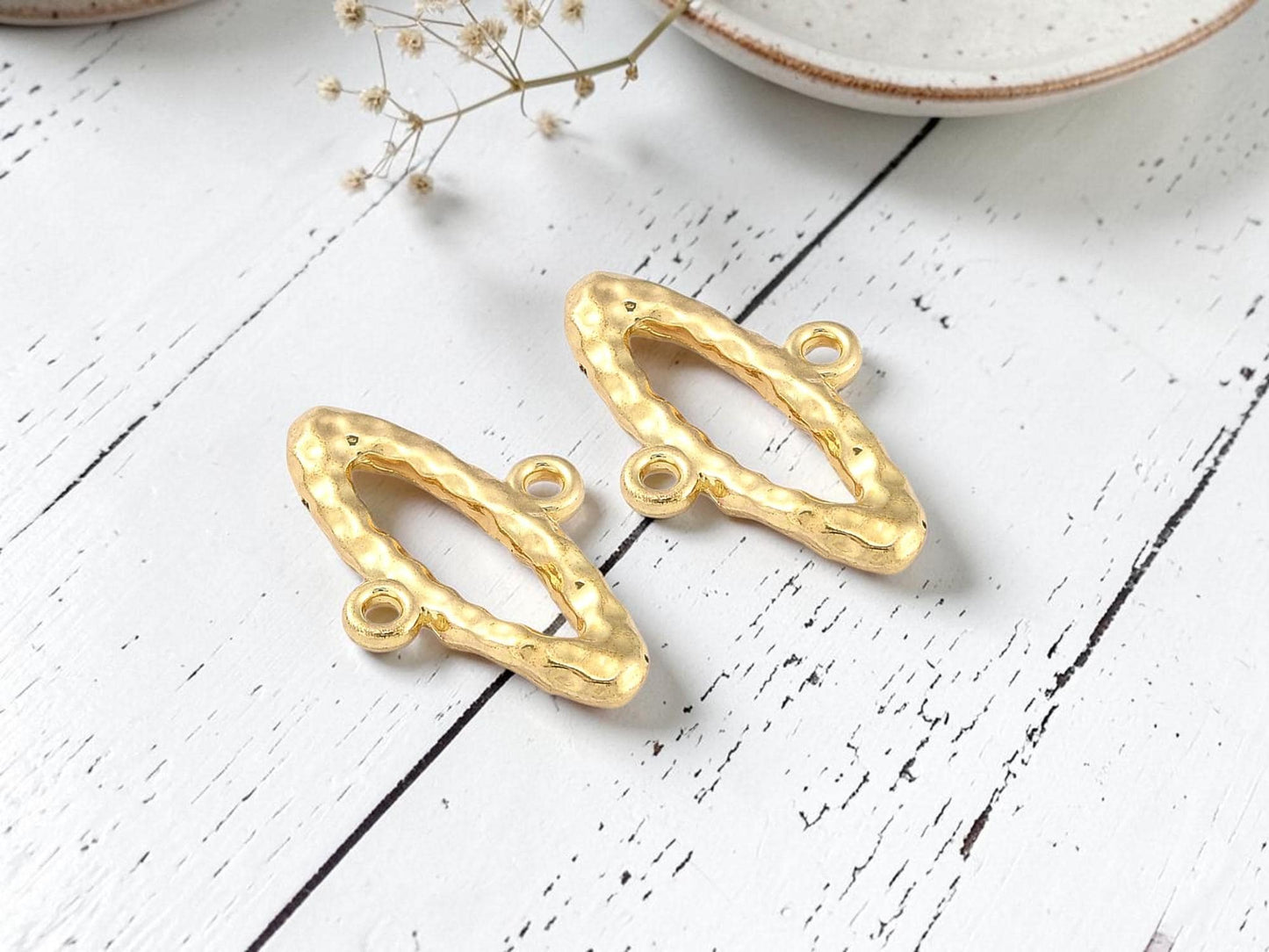 Connector Charms - Metal Connectors - Gold Connectors - 20x13mm - 8pcs - (2662)
