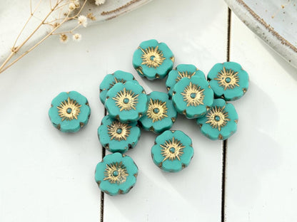 Flower Beads - Czech Glass Beads - Hawaiian Flowers - Czech Glass Flowers - 12mm - 12pcs - (5642)