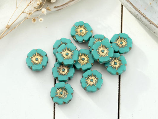 Flower Beads - Czech Glass Beads - Hawaiian Flowers - Czech Glass Flowers - 12mm - 12pcs - (5642)