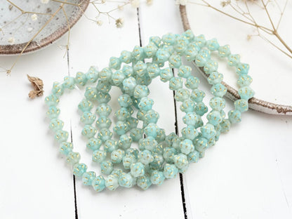 Czech Pressed Glass Small Saturn Saucer Beads - Gold Washed White Larimer - 25pcs - 6mm - (2145)