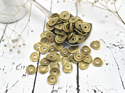 Metal Beads - Bronze Spacers - Bronze Beads - Disc Spacers - Silver Spacer Beads - Metal Spacer Beads - 9x1mm - 100pcs - (A66)