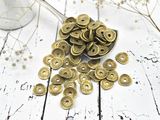 Metal Beads - Bronze Spacers - Bronze Beads - Disc Spacers - Silver Spacer Beads - Metal Spacer Beads - 9x1mm - 100pcs - (A66)