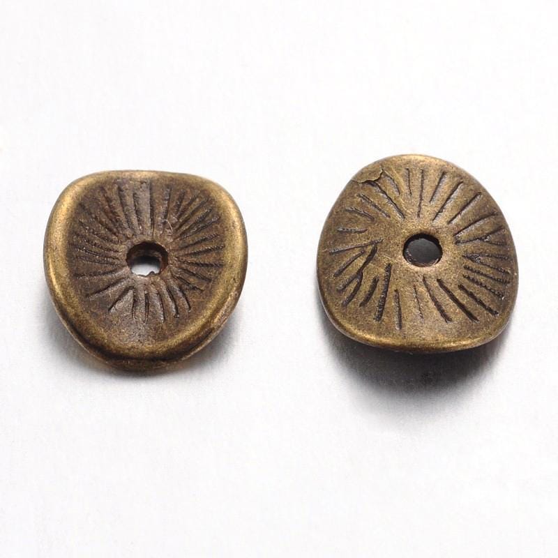 Metal Beads - Bronze Spacers - Bronze Beads - Disc Spacers - Silver Spacer Beads - Metal Spacer Beads - 9x1mm - 100pcs - (A66)