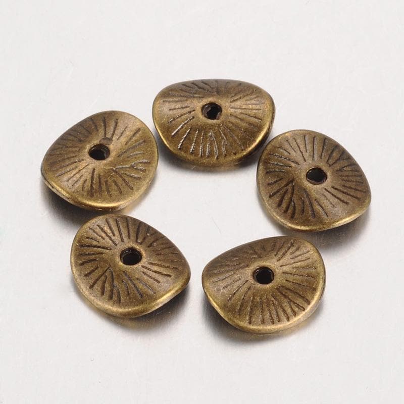 Metal Beads - Bronze Spacers - Bronze Beads - Disc Spacers - Silver Spacer Beads - Metal Spacer Beads - 9x1mm - 100pcs - (A66)