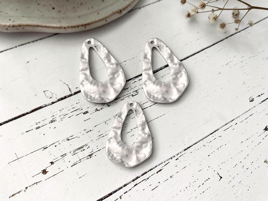 34x22mm Stainless Steel Hammered Drop Charm