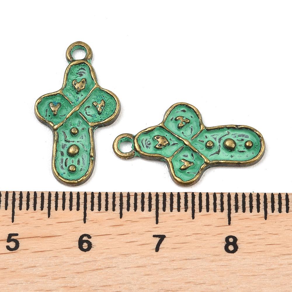 Antique Bronze Patina Metal Medallion Heart Design Charms - 20mm - 10pcs - (3907)