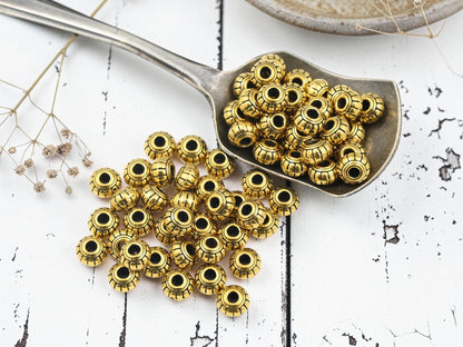 Antique Gold Metal Spacer Beads - 200pcs - 5x6mm - (A679)