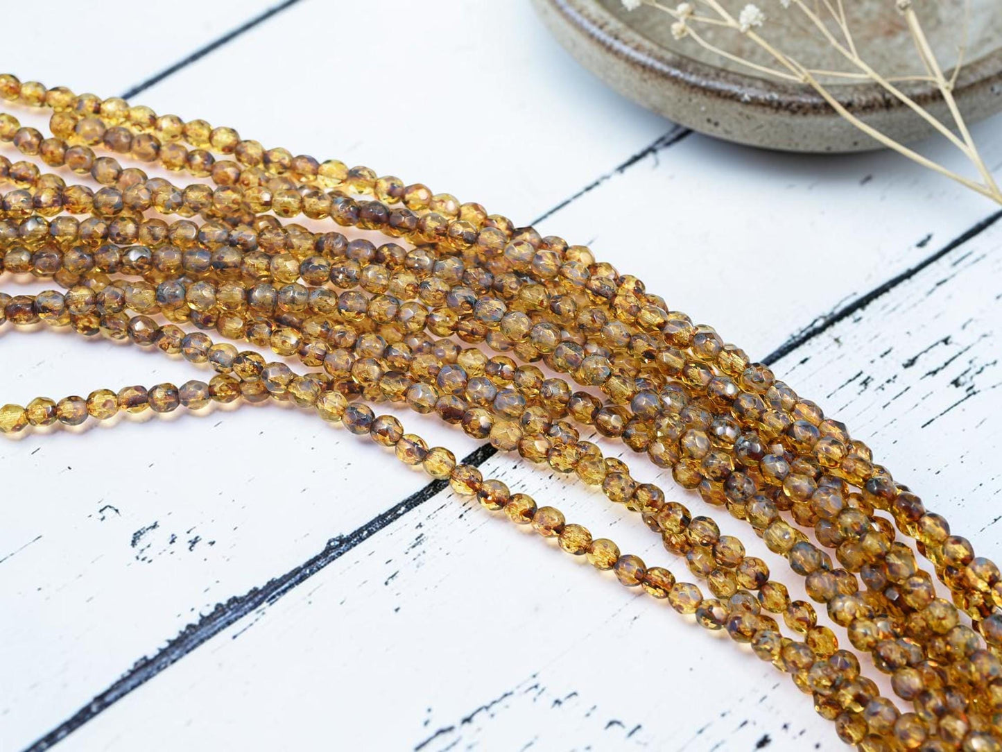 Picasso Beads - Fire Polish Beads - Czech Glass Beads - Round Beads - 4mm Beads - 50pcs - (4369)