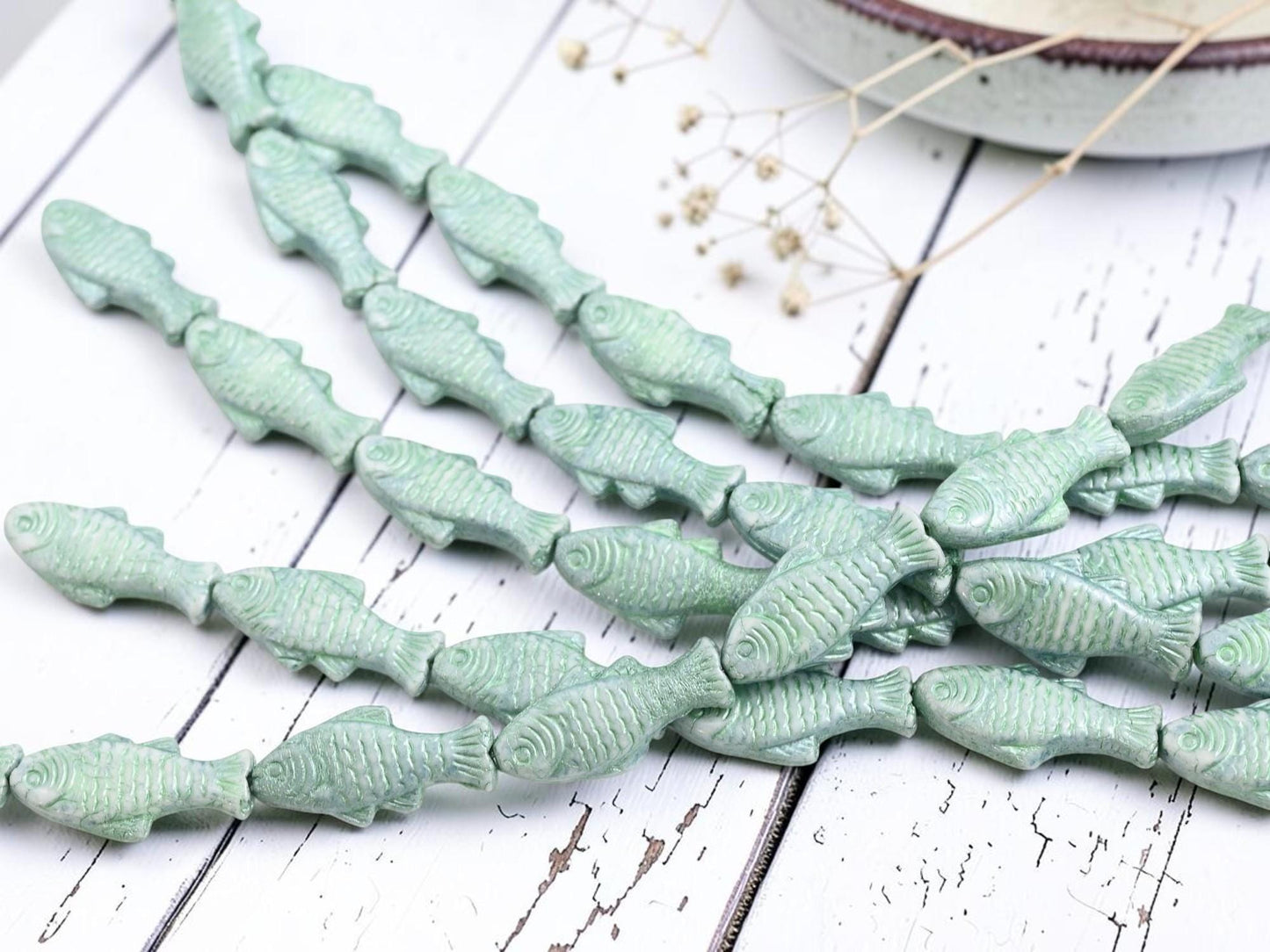 Fish Beads - Czech Glass Beads - Czech Glass Fish - 25x12mm - 8pcs - (A434)