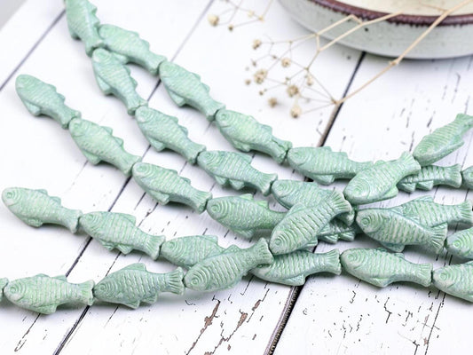 Fish Beads - Czech Glass Beads - Czech Glass Fish - 25x12mm - 8pcs - (A434)