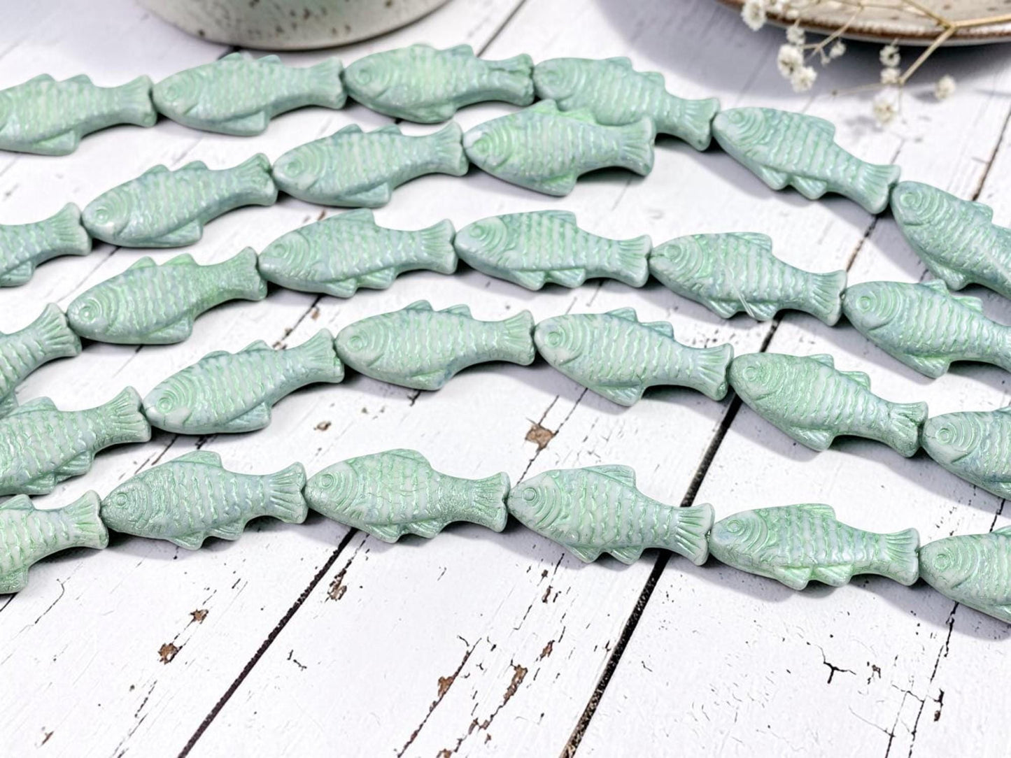 Fish Beads - Czech Glass Beads - Czech Glass Fish - 25x12mm - 8pcs - (A434)