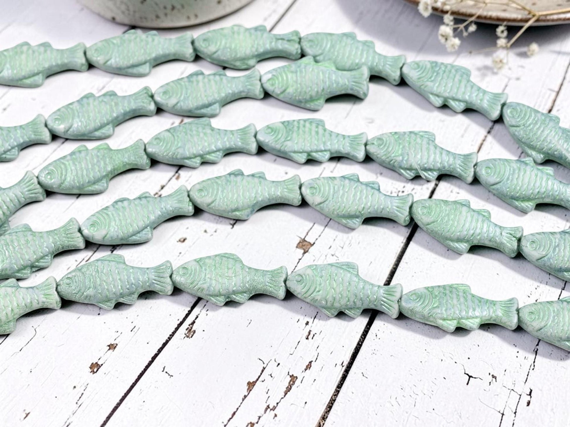 Fish Beads - Czech Glass Beads - Czech Glass Fish - 25x12mm - 8pcs - (A434)