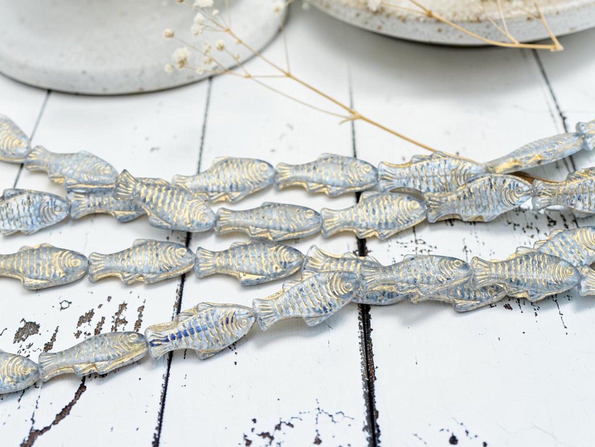 Fish Beads - Czech Glass Beads - Czech Glass Fish - 25x12mm - 8pcs - (5349)