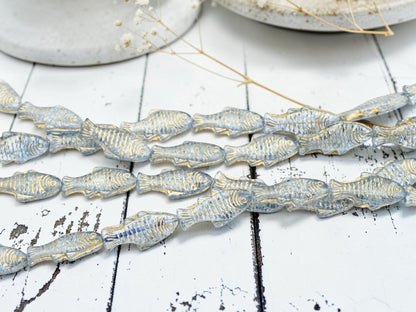 Fish Beads - Czech Glass Beads - Czech Glass Fish - 25x12mm - 8pcs - (5349)