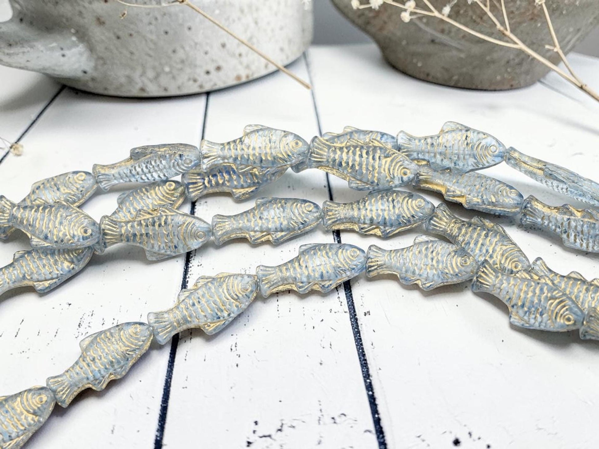 Fish Beads - Czech Glass Beads - Czech Glass Fish - 25x12mm - 8pcs - (5349)