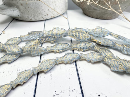 Fish Beads - Czech Glass Beads - Czech Glass Fish - 25x12mm - 8pcs - (5349)