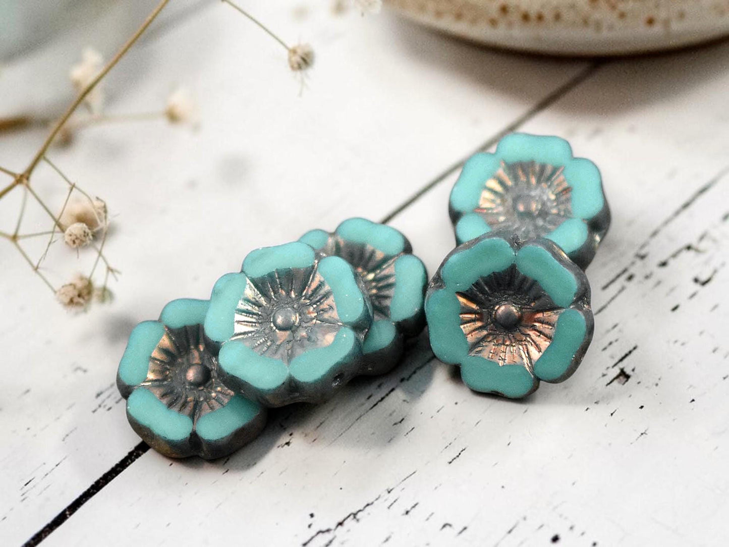 Picasso Beads - Flower Beads - Czech Glass Beads - Czech Glass Flowers - 12mm - 12pcs - (5745)
