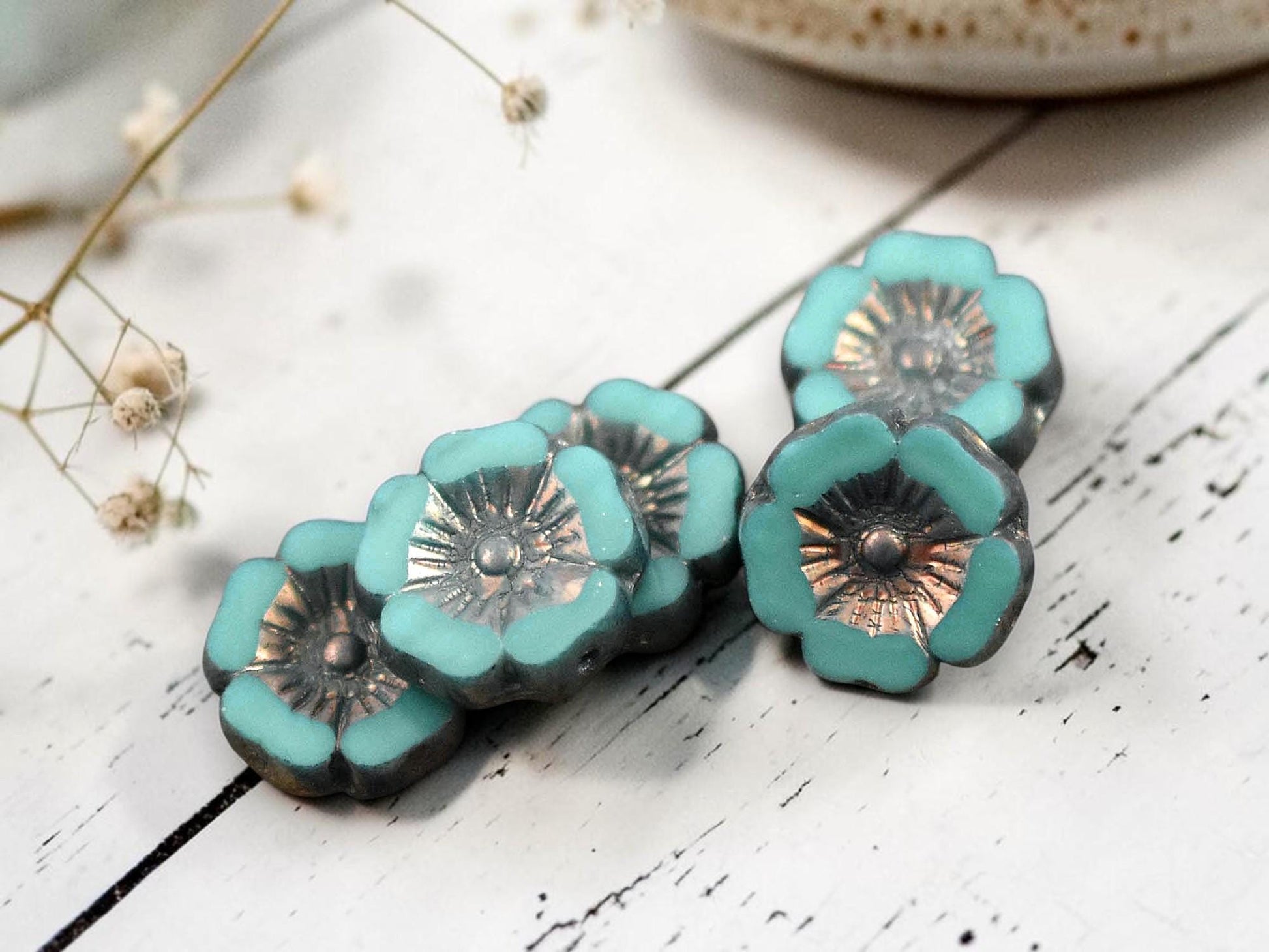 Picasso Beads - Flower Beads - Czech Glass Beads - Czech Glass Flowers - 12mm - 12pcs - (5745)