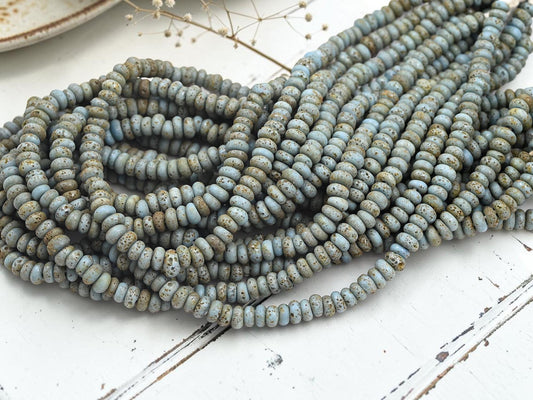 Indonesian Java Glass Beads - Aged Donut Shape - Approx 4x7mm - 20" Strand - (B628)