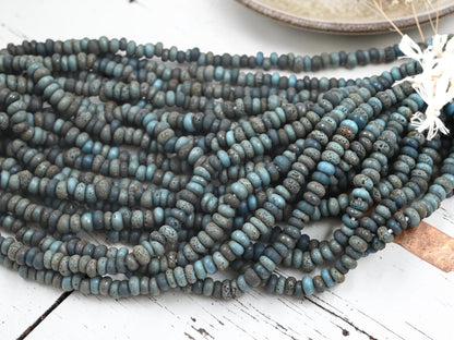 Indonesian Java Glass Beads - Aged Donut Shape - Approx 4x7mm - 20" Strand - (3312)