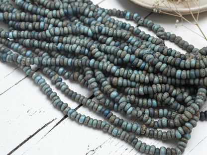 Indonesian Java Glass Beads - Aged Donut Shape - Approx 4x7mm - 20" Strand - (3312)