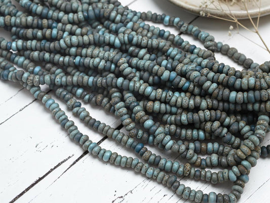 Indonesian Java Glass Beads - Aged Donut Shape - Approx 4x7mm - 20" Strand - (3312)