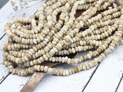 Indonesian Java Glass Beads - Aged Donut Shape - Approx 4x7mm - 20" Strand - (5334)
