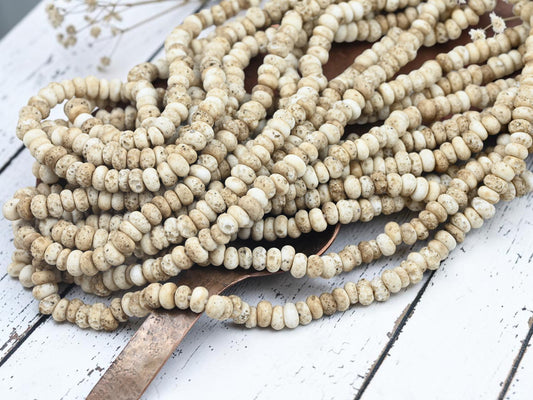 Indonesian Java Glass Beads - Aged Donut Shape - Approx 4x7mm - 20" Strand - (5334)