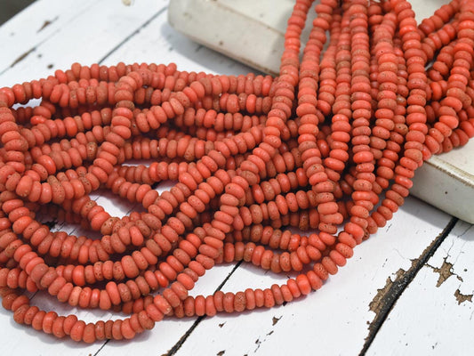 Indonesian Java Glass Beads - Aged Donut Shape - Approx 4x7mm - 20" Strand - (2477)
