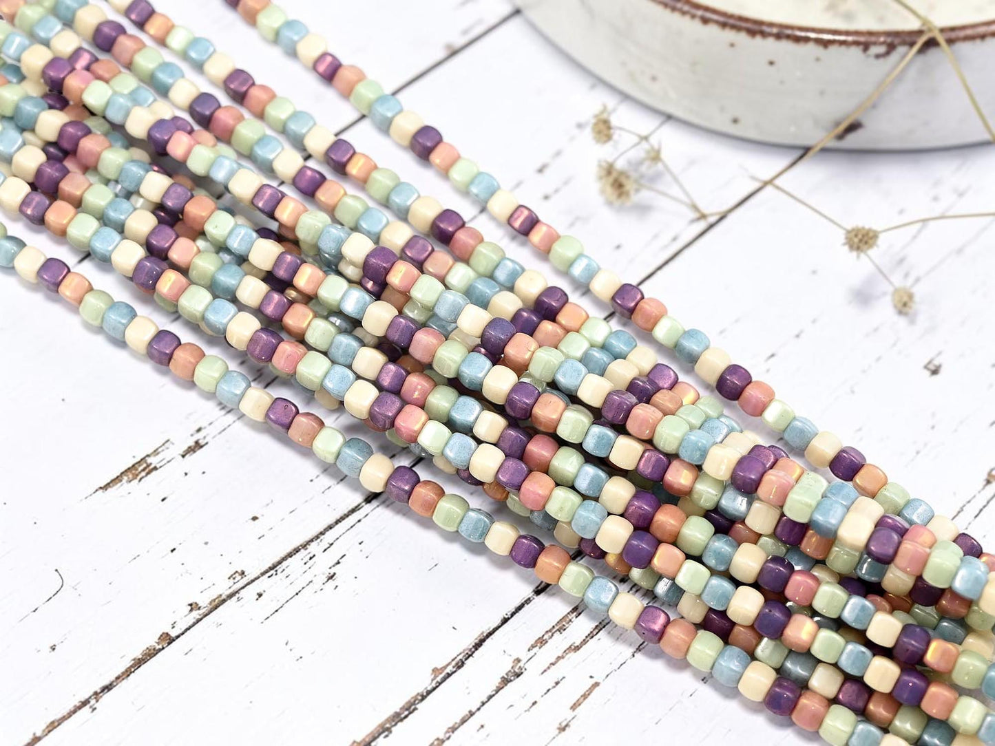 Czech Glass Beads Translucent Luster Cube Beads - 4x3mm - 50pcs - (A137)