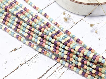Czech Glass Beads Translucent Luster Cube Beads - 4x3mm - 50pcs - (A137)