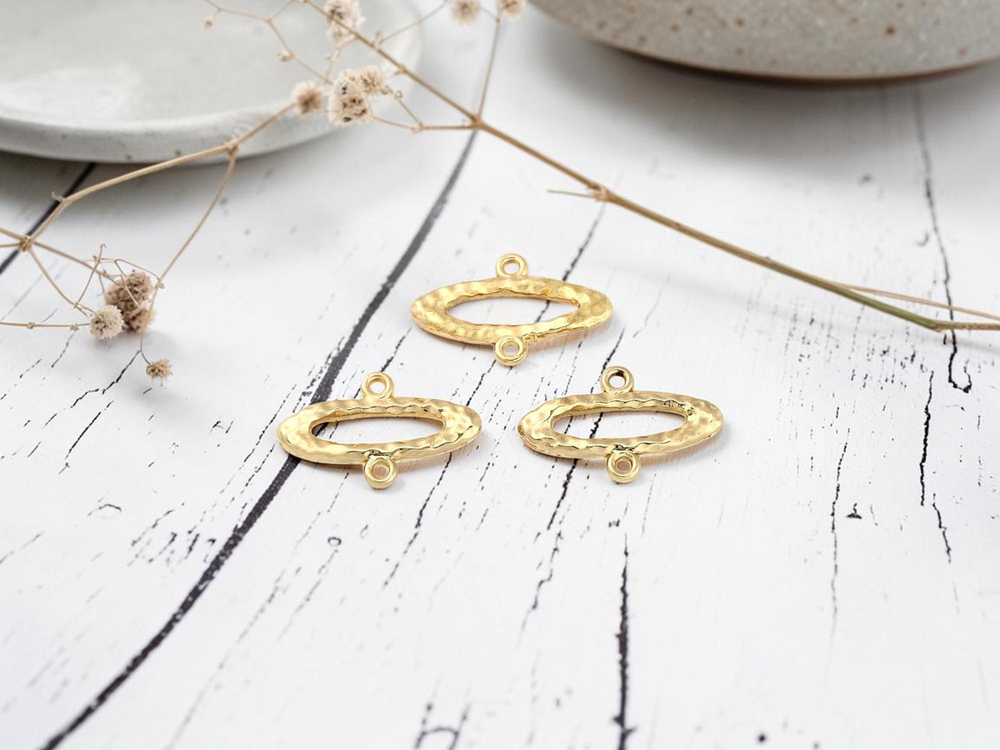 Connector Charms - Metal Connectors - Gold Connectors - 20x13mm - 8pcs - (2662)