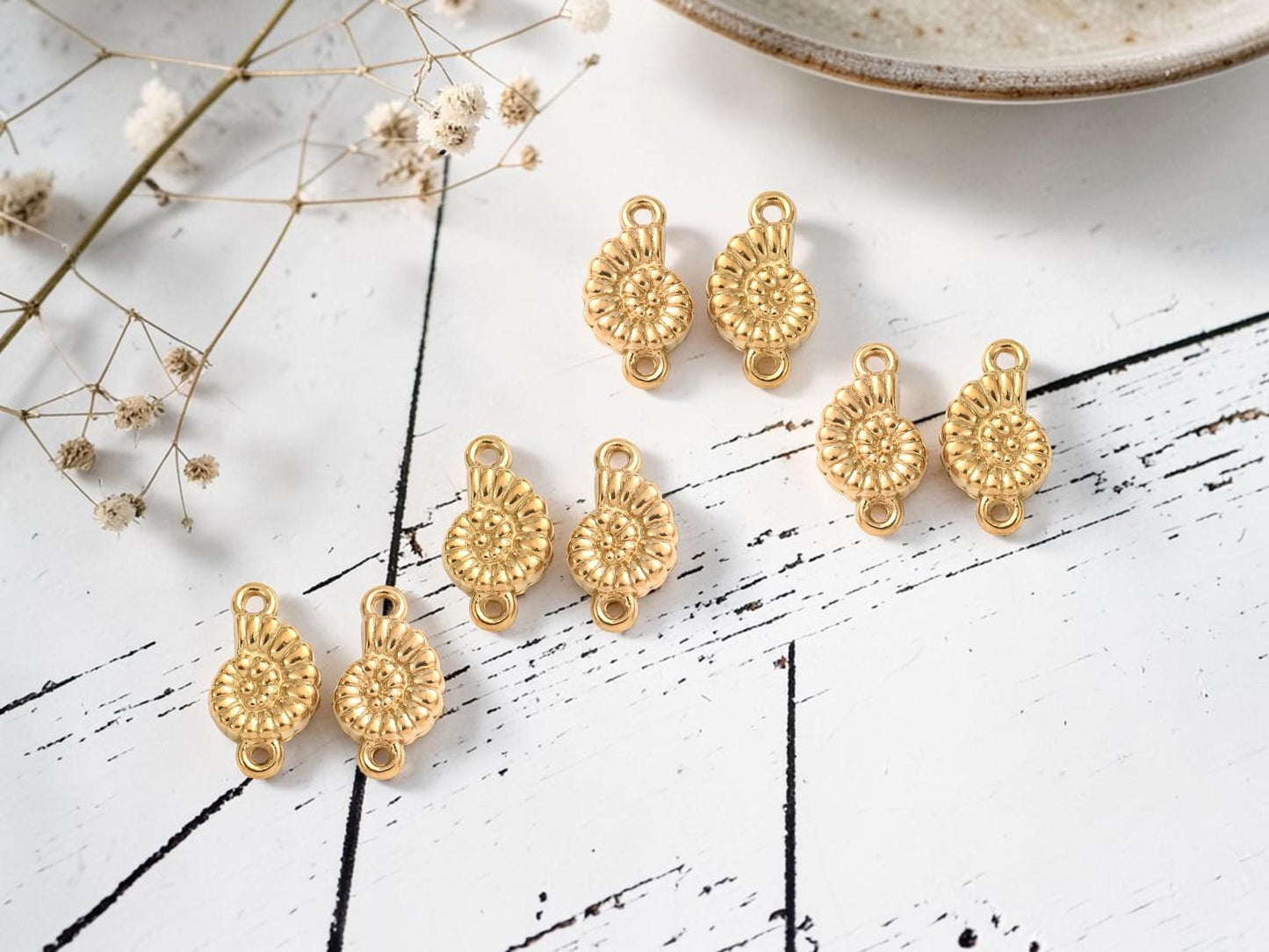 Connector Charms - Metal Connectors - Gold Connectors - 11x6mm - 10pcs - (B973)