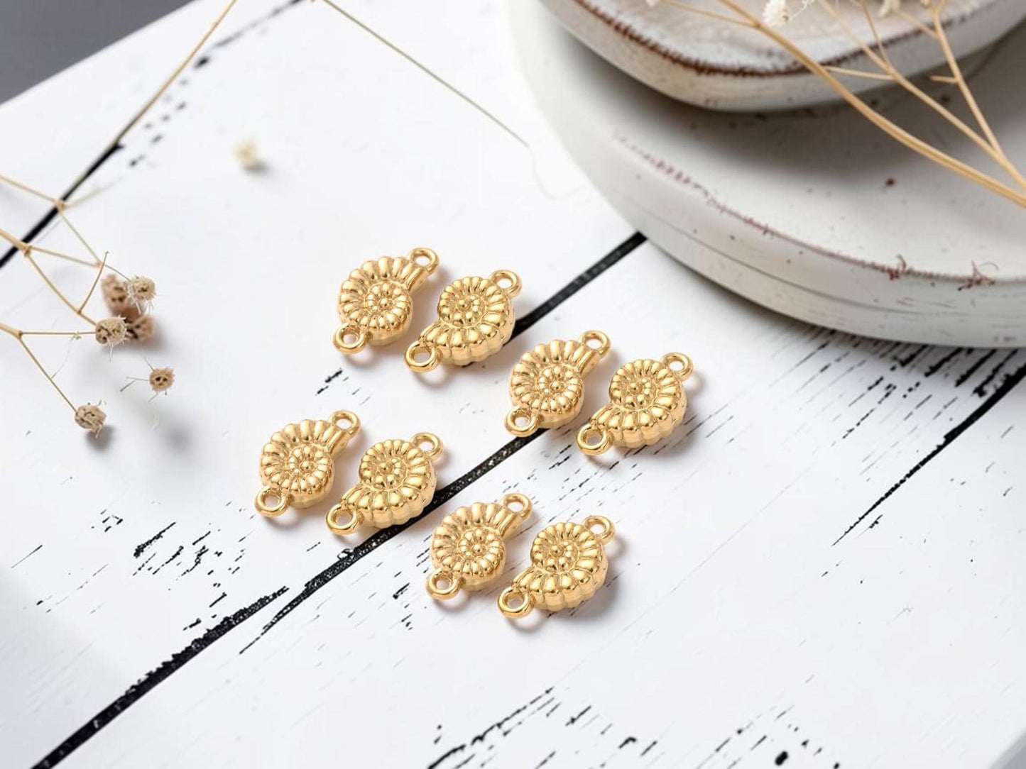 Connector Charms - Metal Connectors - Gold Connectors - 11x6mm - 10pcs - (B973)