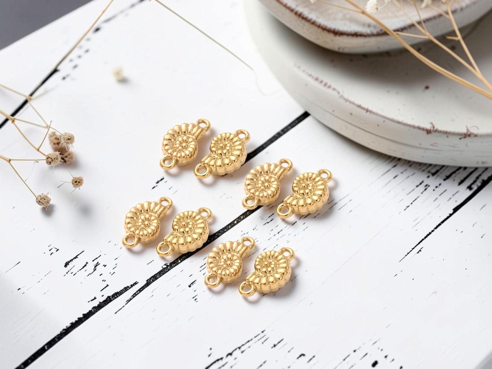 Connector Charms - Metal Connectors - Gold Connectors - 11x6mm - 10pcs - (B973)