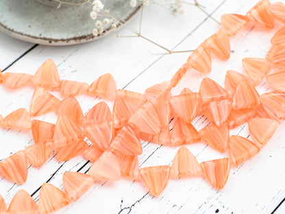 Czech Glass Old Stock Top Drilled Triangle Dangle Beads - Striped Orange Crystal - 13mm - 16pcs - (B576)