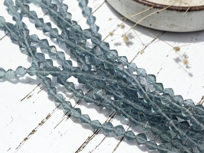 Czech Pressed Glass Lucerna Bicone Beads - Translucent Montana Blue - 6mm - 25pcs - (4240)