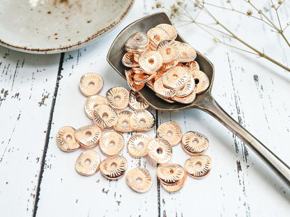 Metal Beads - Rose Gold Spacer Beads - Disc Spacers - Metal Spacer Beads - 9x1mm - 100pcs - (A126)