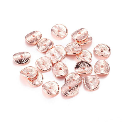 Metal Beads - Rose Gold Spacer Beads - Disc Spacers - Metal Spacer Beads - 9x1mm - 100pcs - (A126)