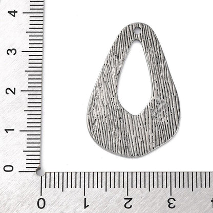 Antique Silver Stainless Steel Hammered Style Drop Charms - 5pcs - 34x22mm - (A471)